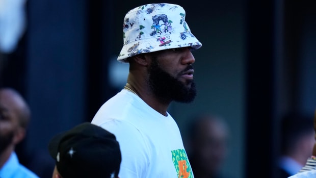 Lakers star LeBron James arrives for Lionel Messi’s debut at Inter Miami.